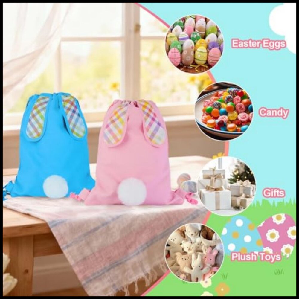 Canvas Drawstring Bunny Backpack Reusable Treat B… - image 3